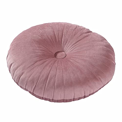 HLOVME Round Pillow Cushion for Couch Velvet Decorative Small Throw Pillow Solid Color for Living Room Bed Floor 13.7”, Dusty Pink - color: Dusty Pink