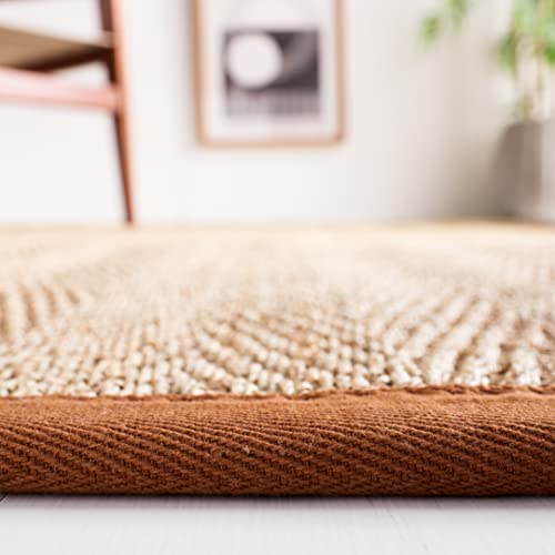 SAFAVIEH Area Rug 2x3 - Natural Fiber Collection - Natural & Brown, Seagrass, Herringbone Pattern with Border (NF115B) - color: Natural/Brown, size: 2' x 3' (Rectangular)