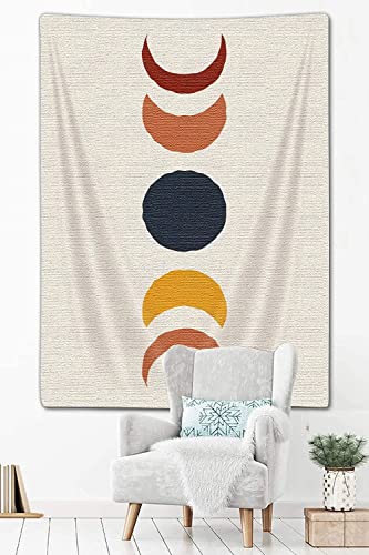 JAWO Boho Moon Phase Vertical Tapestry, Vintage Abstract Rainbow Aesthetic Tapestry Wall Hanging for Bedroom, Retro 70s Mid Century Modern Decor Art Tapestries Poster Blanket College Dorm (60"X80") - color: Moon, size: 80"L x 60"W