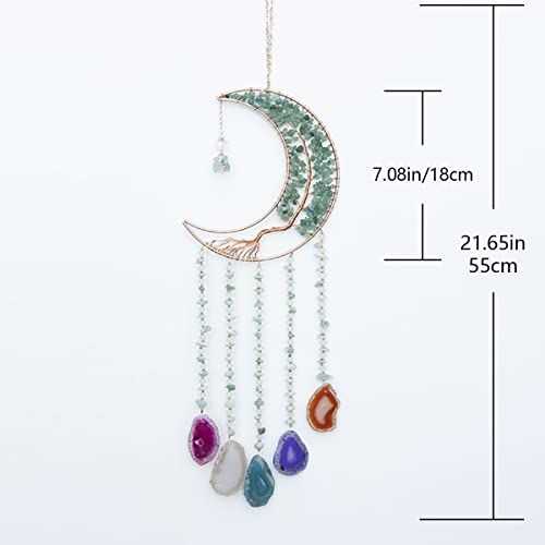 Green Agate Dream Catchers with Crystal Tree of Life Gemstone Dream Catchers Natural Gem Agate Wall Hangings Room Dreamcatchers Decor (Green) - color: Green
