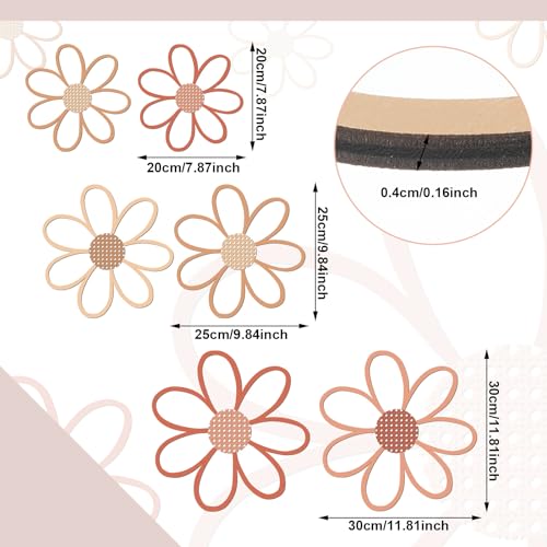 Thyle 6 Pcs Daisy Wall Decor Wooden Daisy Wall Sculptures Art Flowers Signs Hanging Plaque for Home Nursery Bedroom Farmhouse Bathroom Decorations Housewarming Gifts (Vivid Style) - color: Vivid Style