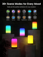 RGBICWW Smart Table Lamp, Touch Bedside Lamp with App Control, LED Desk Lamp with Music Sync, 30+ Scenes & 16M Colors, Color Changing Lamp for Bedroom Living Room Gaming Dimmable Night Light, White - color: White