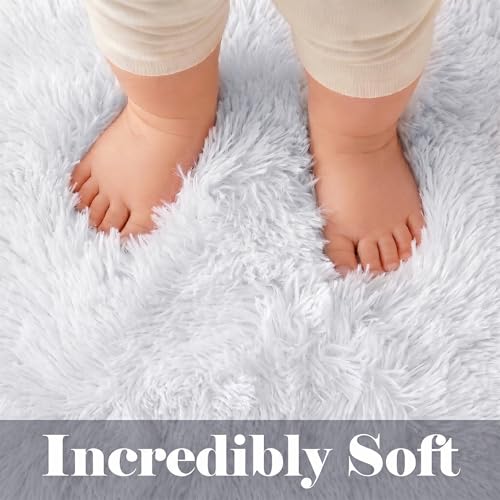 ONASAR White Runner Rugs for Bedroom Living Room, Luxury Bedside Fluffy Area Rug 2x6 Feet, Ultra Soft Plush Faux Fur Floor Throw Carpet for Hallway Nursery Kids Dorm Home Decor Aesthetic - color: White, size: 2' x 6' (Runner)