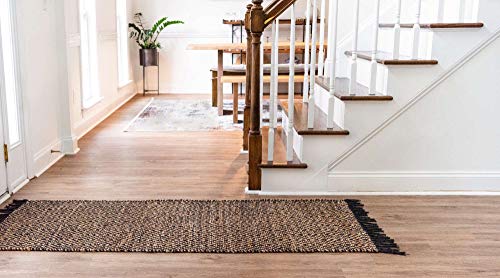 Unique Loom Braided Jute Collection Area Rug - Assam (2' 7" x 6' 1" Runner, Black/ Natural) - color: Black/Natural, size: 2'7" x 6'1" (Runner)