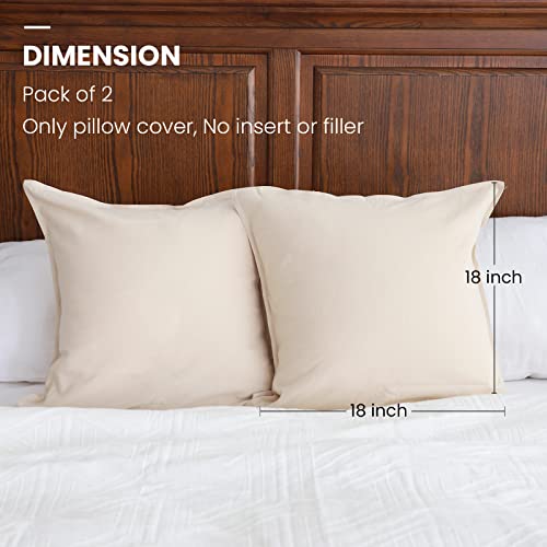 Simple&Opulence Linen Throw Pillow Covers 18x18 Inch Set of 2 Flax Cotton Blend Solid Color Decorative Square Cushion Cover for Couch Sofa Office Soft Breathable Farmhouse - Linen/Beige - color: Linen/Beige, size: 18”×18“