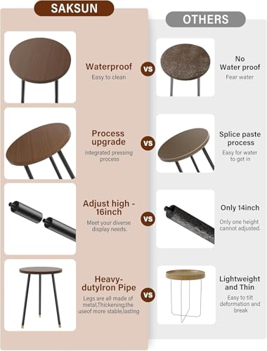 Plant Stand Indoor Outdoor: Small Plant Stand Indoor 16" Convertible Flowers Pot Holder - Small Round Side End Table Mid Century Modern Decor - Plant Table for Home Decor - color: Walnut, size: 16''&16''