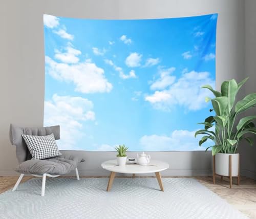 BELECO Light Blue Sky Tapestry Backdrop 60x40 Inch Sky Clouds Tapestries Ceiling Wall Bedroom Living Room Dorm Home Decor - size: 60"L x 40"W