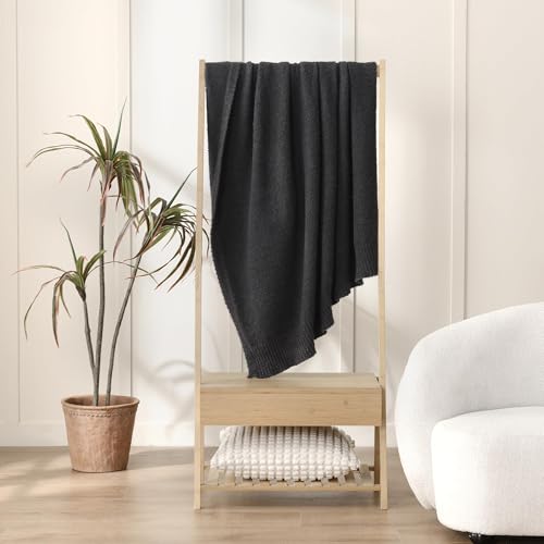 JOOJA Charcoal Dark Grey Throw Blanket, Soft Fluffy Fuzzy Knit Blanket for Couch Bed Sofa, Cozy Plush Warm Blanket for Bedroom Living Room, Spring Home Decor, 50x60 Inches - color: Charcoal Grey, size: 50x60