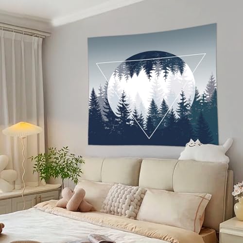 Forest Moon Inverted Triangle Tapestry Large Wall Hanging for Bedroom Living Room Bohemian Decor - color: Woods, size: 59.1"L x 51.2"W