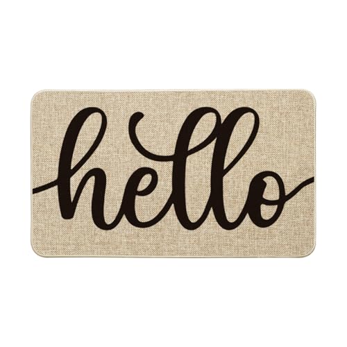 Artoid Mode Beige Hello Summer Doormat, Spring Home Decor Low-Profile Switch Rug Door Mat Floor Mat for Indoor Outdoor 17x29 Inch - color: Beige, size: 17" x 29"