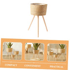 Toddmomy Rattan Basket Plant Stand Weaving Plant Pot Stand Bohemian Style Flower Pot Rack - color: Beige