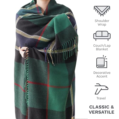 BATTILO HOME Forest Green Plaid Throw Blanket for Couch - Christmas Plaid Blanket Buffalo Checkered Blankets - Lightweight Farmhouse Outdoor Throw Blankets for Bed, Sofa 50"x60" - color: Forest Green