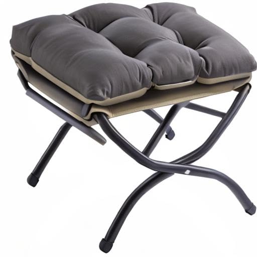 15" Foldable Foot Stool Ottoman with Metal Frame - Washable Dark Grey Upholstered Indoor/Outdoor Footrest for Living Room, Bedroom, Patio - Space-Saving Compact Design - color: Dark Grey