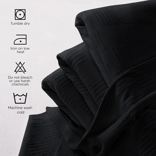 Utopia Bedding 100% Cotton Thermal Blanket Black King Size Soft, Lightweight, Breathable, Cozy Spring and Summer Blankets for Bed, Home Room Decor Gifts for Women and Men (90x108 Inches) - color: Black, size: King