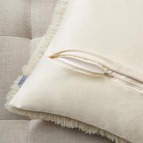 NordECO HOME Luxury Soft Faux Fur Fleece Cushion Cover Pillowcase Decorative Throw Pillows Covers, No Pillow Insert, 22" x 22" Inch, Beige, 2 Pack - color: D-beige, size: 22" x 22" (Pack of 2)