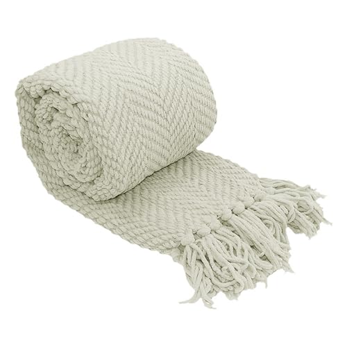 Home Soft Things Throw Blanket Knitted Tweed Throw 50'' x 60'', Oatmeal, Super Soft Cozy Warm Comfortable Breathable Throw for Living Room Chair Couch Bed Sofa Bedroom Home Décor - color: Oatmeal, size: 50 in x 60 in