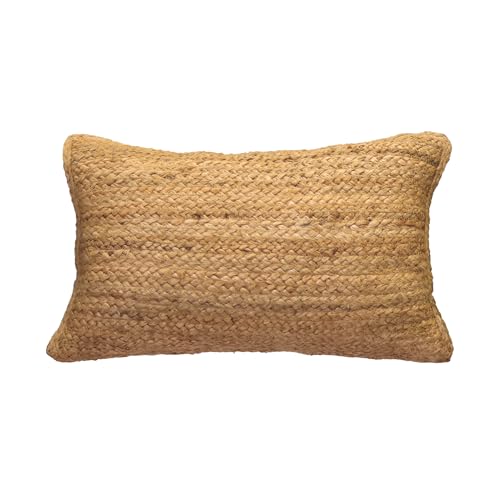 The Fine Living Co. Jute Throw Pillow Covers 20x12 Inches, Braided Hand-Woven Decorative Pillow Cover for Couch, Boho Jute Decor, Living Room Decor, Natural, 1Pc, Indoor Outdoor Pillow Cover - color: Natural 20x12