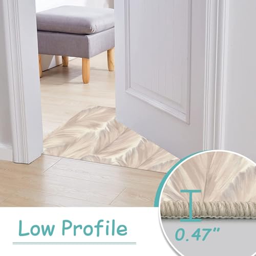1.5 x 2.5ft Machine Washable Area Rugs, Rugs for Living Room Floral Rug, Ultra-Thin Foldable Boho Bedroom Area Rug Flower Print Carpet Rug for Dorm Room Apartment - color: Creamy Beige and Dusty Rose, size: 1.5 x 2.5ft / 18 x 30in / 45 x 75cm