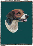 Pure Country Weavers English Foxhound Dog Woven Blanket Teal by Robert May - Gift Cotton Tapestry Throw - Made in The USA - 72" x 54" - color: Teal, size: 72" x 54"