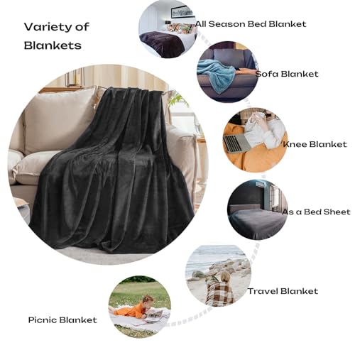 JIAHANNHA Fleece Blanket 50 by 60 Throw Blankets for Sofa Couch Bed Dark Grey Sofa Blanket 280GSM,Super Soft Cozy and Luxury Bed Blanket for All Season Throw(50"×60") - color: Dark Grey, size: Throw(50"×60")