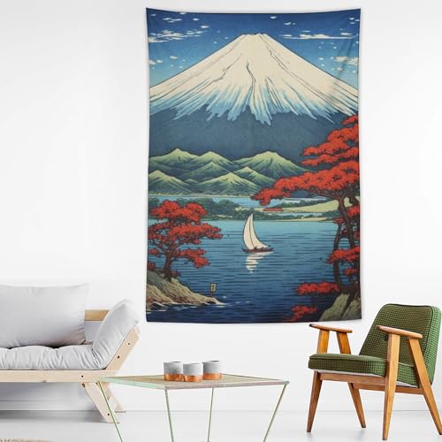 QEOPGNE Large Wall Tapestry Mount Fuji Mountain Landscape Lake Fall Leaves Japanese Painting Tapestry for Room Living Room Wall Decor Large Wall Art Tapestries 60"x90" - color: Style2, size: 90L" x 60W"