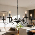 Black Chandelier, 6-Light Farmhouse Candle Chandelier 29'', Rustic Industrial Hanging Light Fixture for Dining Room, Kitchen Island, Living Room, Entryway, Bedroom, Foyer - color: Matte Black
