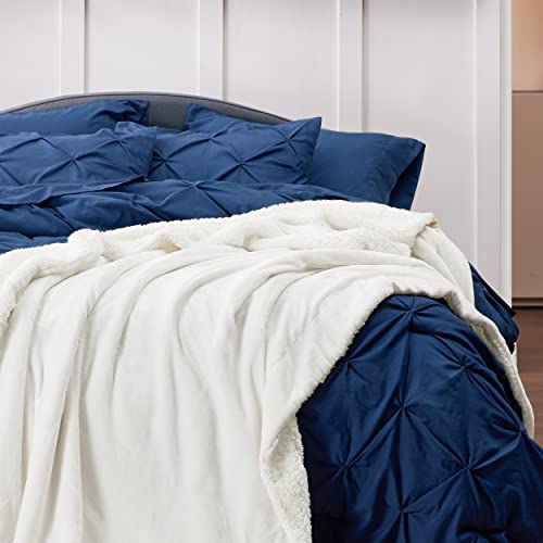 Bedsure GentleSoft Sherpa Fleece Throw Blanket for Couch, Non-Heated, Thick and Warm Throw for Women and Men, Soft Fuzzy Plush Blanket for Winter, White, 50x60 Inches - color: 06 - White, size: Throw (50" X 60")