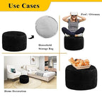 Asuprui Unstuffed Pouf Ottoman Round Poof Ottoman No Filler Soft Faux Fur Foot Stool 20x20x12 Inches Fuzzy Chair Floor Pouf Foot Rest with Storage for Living Room Bedroom Black - color: Black