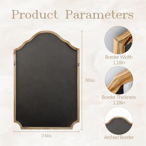 ULIKE Arched Wood Mirror – 24x36 Rustic Wall Mirror for Bathroom or Bedroom, Decorative Vanity Mirror | Solid Wood Frame | Brown | Farmhouse Entryway or Living Room Décor - color: Arched Rustic Brown
