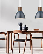 ELYONA Hammered Pendant Light for Kitchen Island, 10.2” Metal Solid Wood Bar Hanging Lamp, Adjustable Height Industrial Pendant Lighting for Dining Room, Bedroom, Bar, Office, Modern Blue - color: Blue - 1 Pack