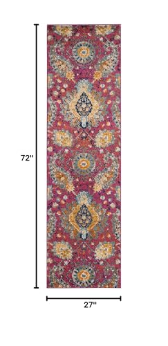 SAFAVIEH Madison Collection Runner Rug - 2'3" x 6', Fuchsia & Gold, Boho Chic Glam Paisley Design, Non-Shedding & Easy Care, Ideal for High Traffic Areas in Living Room, Bedroom (MAD600A) - color: Fuchsia/Gold, size: 2'3" x 6' (Runner)