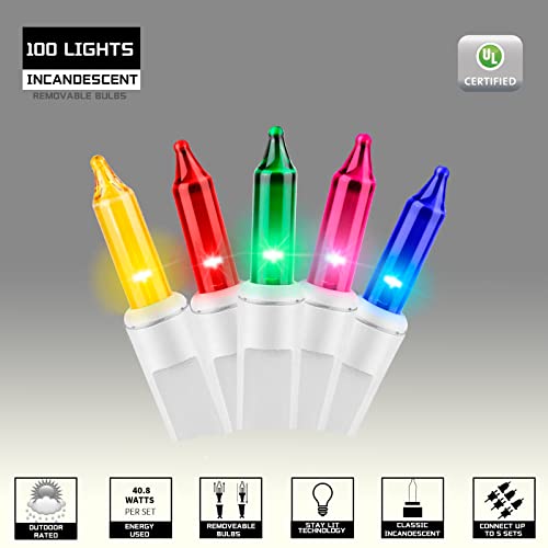 100LIGHTS Multi Easter Mini String Lights，Connectors Christmas Decorative Lights 19.6 UL Certified Waterproof for Easter Home Garden Holiday Christmas Tree Party Patio Wedding - color: White Wire Multi-Colored, size: 100 COUNT-1PACK