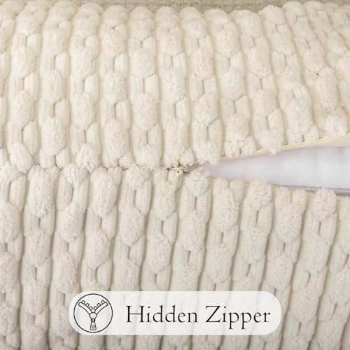 JoraLion 14x36 Boho Striped Corduroy Lumbar Pillow Cover 14x36 Inch, Cream Textured Throw Pillowcase Cushion Cover for Sofa Bed Living Room Decor (Cover Only) - color: Cream, size: 36" x 14" (Pack of 1)