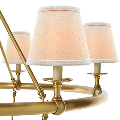 Small Lamp Shade Set of 6 Chandelier Shades 3" X 6" X 5" White Linen Lampshade Clip-On Bulb - color: White