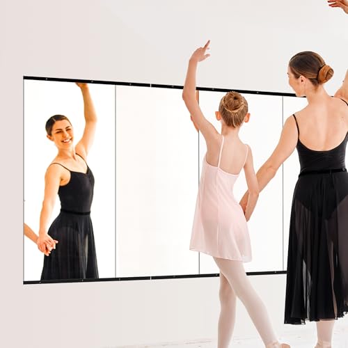 TRAHOME Home Gym Mirror for Wall,48x24x3PCS Full Length,Glass Frameless Body Large Mirror for Home Gym,Workout,Bedroom,Garage(Black) - color: Matte Black, size: 48"L x 24"W x 3PCS
