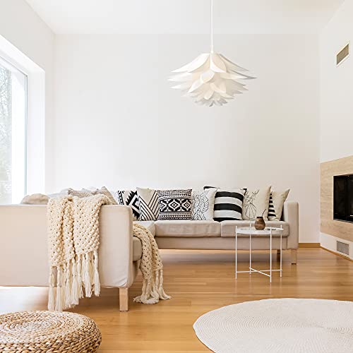 kwmobile Hanging Puzzle Lamp Kit - Lotus Flower 19.7" (50cm) Modern Ceiling Pendant Light with DIY Shade to Assemble and 15ft Plug-in Power Cord