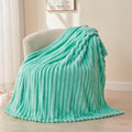 NEWCOSPLAY Super Soft Twin Blanket Aqua Premium Silky Flannel Fleece 3D Ribbed Jacquard Lightweight Bed Blanket All Season Use (Aqua Ribbed, Twin(60"x80")) - color: Aqua Ribbed, size: Twin(60"x80")