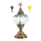 Cracked Clear Moroccan Mosaic Table Lamp – Handmade Turkish Glass, Light Bulb Included, Boho Chic Bedside & Living Room Accent - color: Crack Clear-69