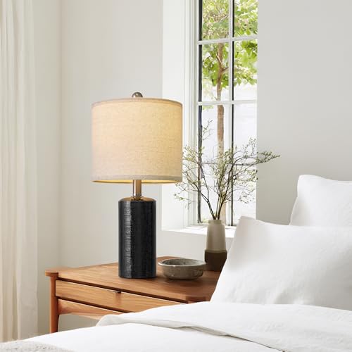 G-SAFAVA 20.5" Small Table Lamps for Living Room Lamp Set of 2 Ceramic Lamps for Bedroom Bedside Lamps Modern Boho Lamps for Night Stands Farmhouse Nightstand Lamp Side End Table Lamp, Black - color: Black