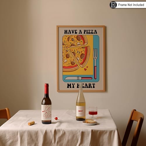 Poster Master Have A Pizza My Heart Poster - Retro Pizza Print - Food & Drink Art - Preppy & Trendy Design - Humorous Design - Chic Boho Decor - Funny Kitchen or Restaurant Decor - 8x10 UNFRAMED - color: Style-18, size: 8"L x 10"W