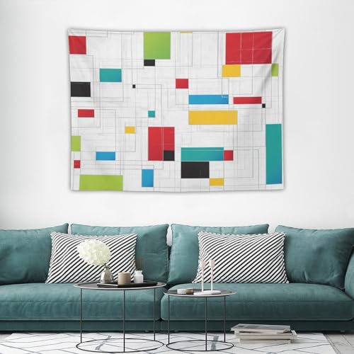 Bohemian Mid Century Tapestry, Abstract Geometric Retro 50S 60S Tapestries Home Decor for Living Room Bedroom Decoration 40in Wx30in H (102×76cm) - color: Bohemian Tapestry-26, size: 40in"Wx30in"H (102×76cm)