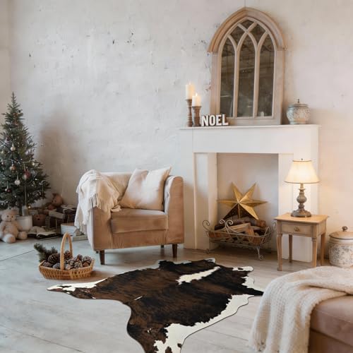 BENRON Premium Cowhide Rug, Faux Cow Hide Rugs for Living Room Bedroom, Cute Animal Hides and Skins for Kids Nursery Western Home Decor, Brown, 2.3 x 3.6 ft - color: Rust Brown, size: 2'4" x 3'7" (Irregular)