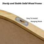 Wood Wall Mirror with Hooks and Shelf, 30x18 Inch, Oval | Boho Style, Removable Shelf, Solid Wood Framed, Handmade Rattan Decor, For Entryway, Bathroom, Nursery, Bedroom, Living Room