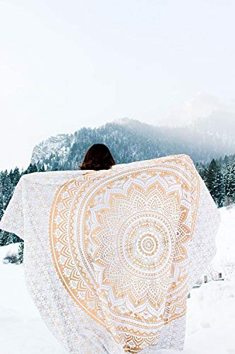 Popular Handicrafts Hippie Mandala Ombre Tapestry Wall Hanging - Indian Maditation Golden Gypsy Bohemian Hippy Psychedelic Dorm Room Decor Poster 30 x 40 Inch - color: Gold, size: 40"L x 30"W
