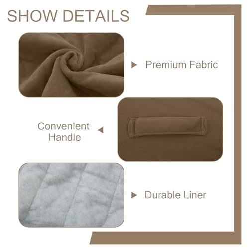 MeMoreCool Square Stuffed Pouf Ottoman Foot Rest, Floor Pouf Foot Stool with Foam Chunk Filling, Soft Stuffed Ottoman Footrest for Living Room, Light Coffee - color: Grid Light Coffee