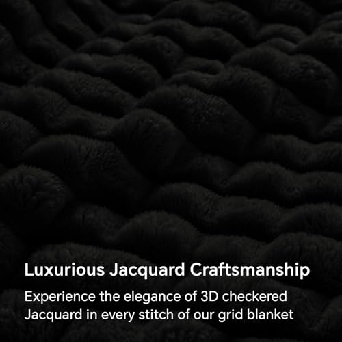 BEDELITE Updated Black Throw Blanket for Couch - Super Soft Lightweight 3D Checkered Fluffy Fuzzy Summer Blanket for Dad Gift, Luxurious Plush Cozy Fleece Blanket for Home Room Decor, 50"x60" - color: Black, size: Throw(50"x60")