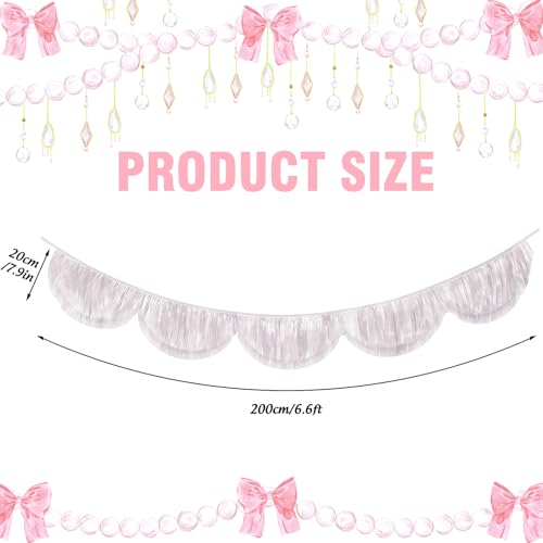 FYSUIMU 6.6 Ft Iridescent White Scalloped Banner Hanging Layered Sparkly Holographic Fringe Garland for Wine Birthday Wedding Bachelorette Party Backdrop Decor - color: Iridescent White