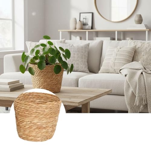 Woven Basket for Plants - Rattan Plant Basket with Boho Design for Indoor Decor and Small Item Storage - size: 17x13x15 cm