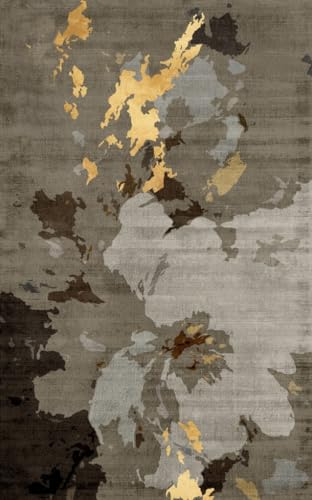 Brown Gold Abstract Distressed Ultra Faux Wool 2x3 Area Rug Vintage Aesthetic Soft Washable Rug for Livingroom Bedroom Large Carpet Under Dining Kitchen Table - color: F, size: 2x3