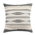 MOCOFO 16" Cream White Grey Woven Tufted Tassel Cushion Cover Fringe Pillow Sofa Couch Throw Bohemian Embroidered Cover ONLY (Gray 18‘’)